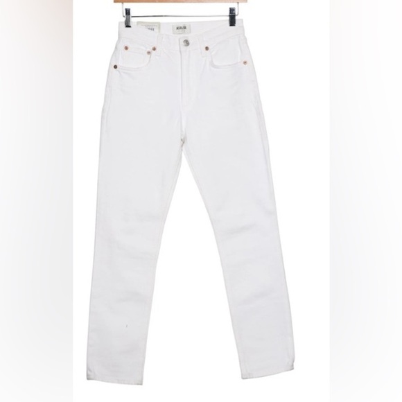 NWT AGOLDE Willow Mid rise Crop Stretch 5 Pocket Trendy stylish white jeans 25 - Picture 5 of 5